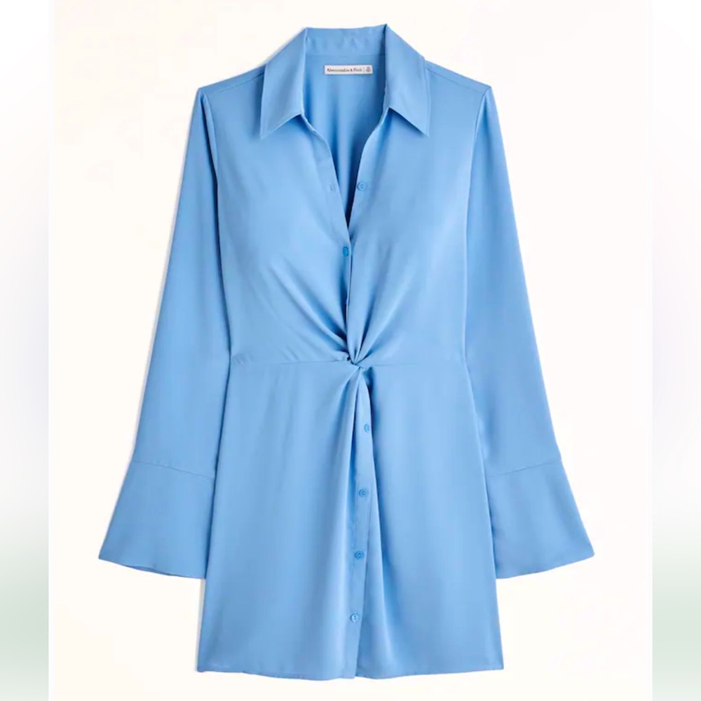 Abercrombie Long-Sleeve Twist-Front Shirt Dress